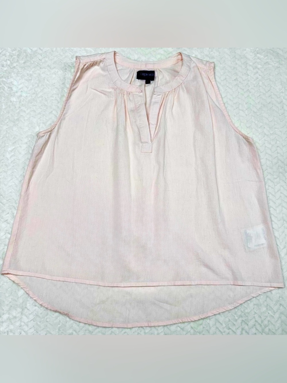 Vintage Y2K Cotton and Linen Blush Pink Natural Fiber Popover Blouse - Large